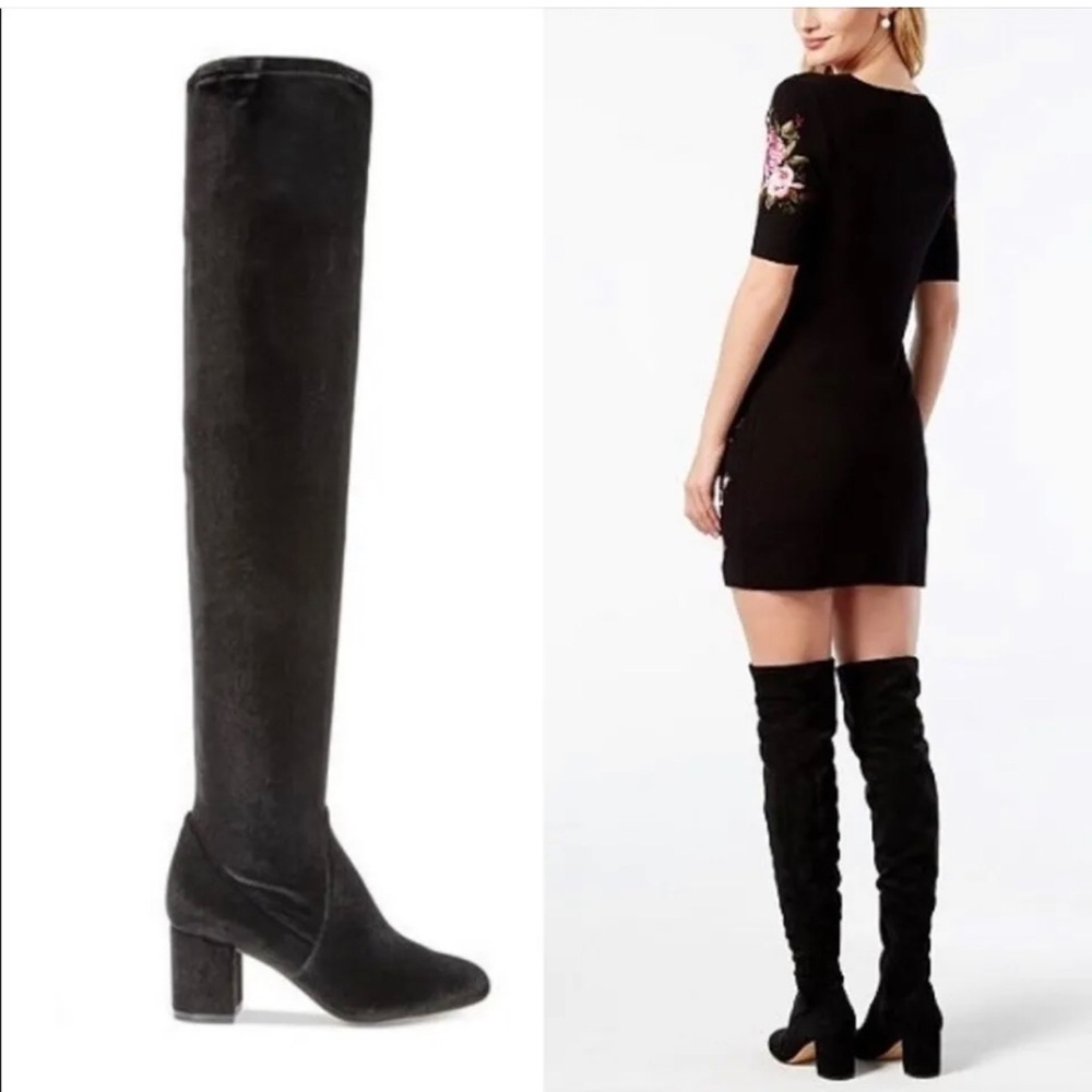 INC Over the Knee High Black Velvet Tall Boots / size 9.5